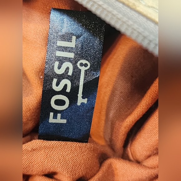 FOSSIL Key-Per Brown, Orange, Teal quilted organizer crossbody bag purse A6 - Picture 9 of 12